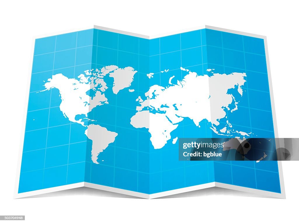 World Map Folded Isolated On White Background High-Res Vector Graphic ...
