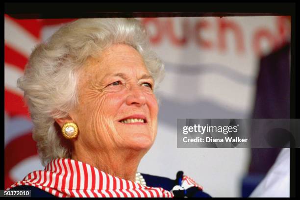 First Lady Barbara Bush attending campaign event.