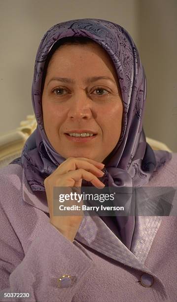 Iranian resistance leader Maryam Rajavi, pres-elect of Natl. Council of Resistance, civilian arm of Natl. Liberation Army of Iran, during TIME...