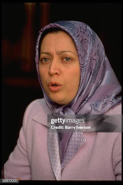 Iranian resistance leader Maryam Rajavi, pres-elect of Natl. Council of Resistance, civilian arm of Natl. Liberation Army of Iran, during TIME...