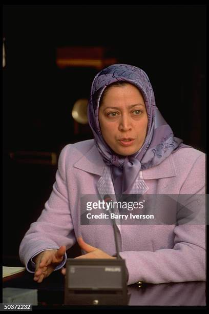 Iranian resistance leader Maryam Rajavi, pres-elect of Natl. Council of Resistance, civilian arm of Natl. Liberation Army of Iran, during TIME...