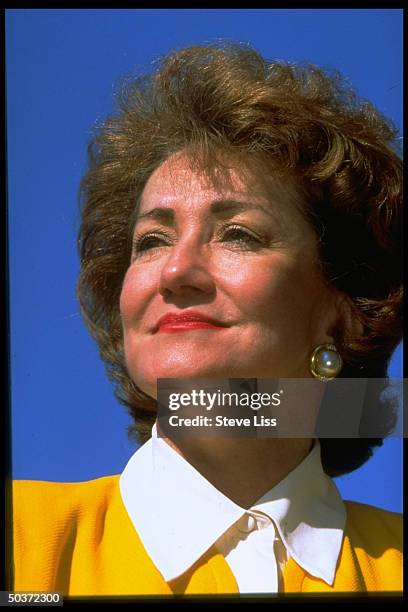 Would-be First Lady Elizabeth Liddy Dole in campaign appearance after her husband candidate Bob's victories in Super Tuesday GOP primaries.