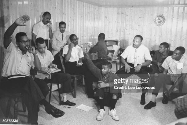Rev. Martin Luther King, Jr. Participating in planning session for Freedom Riders' bus trip from Montgomery, Alabama to Jackson, Mississippi.