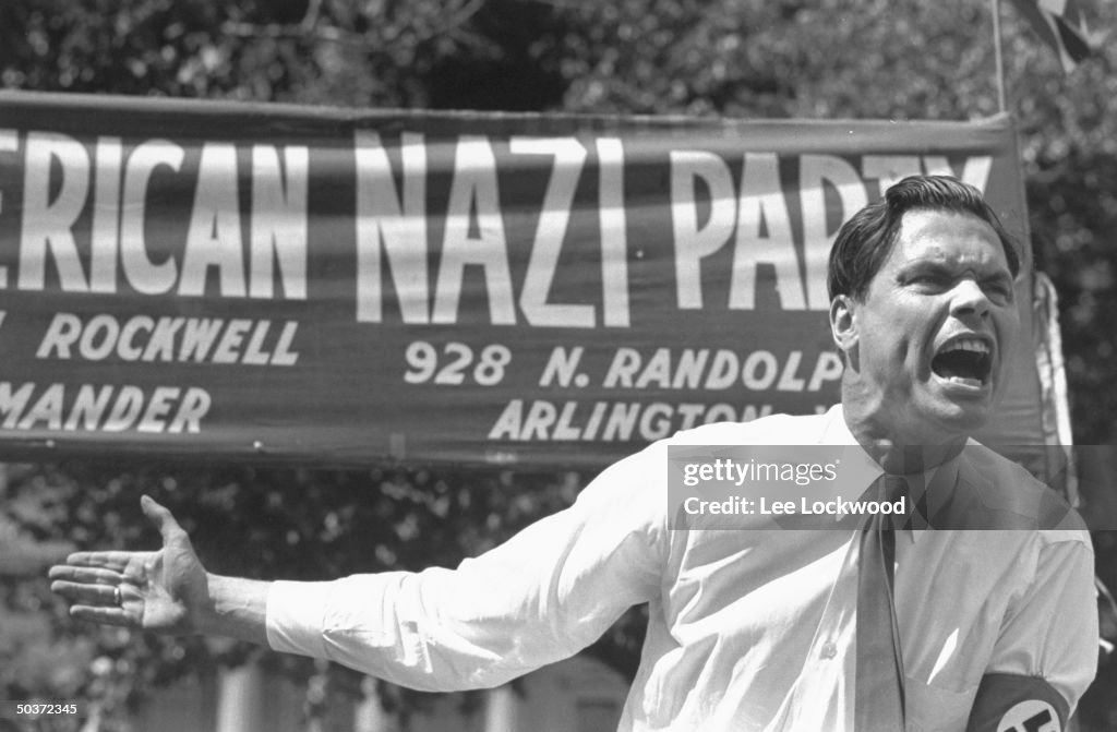 George Lincoln Rockwell, head of the American Nazi Party, appears to ...