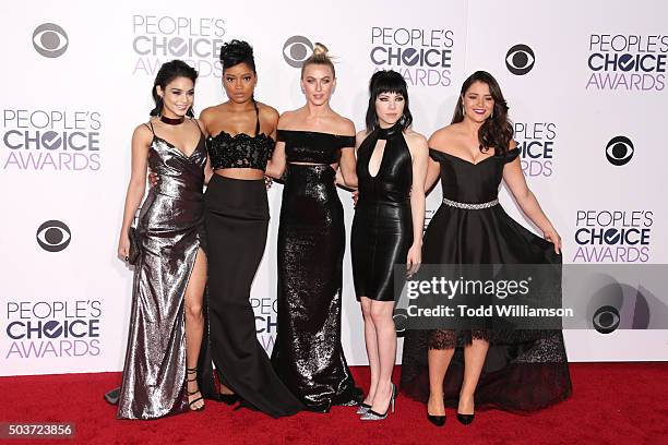 Actress-singers Vanessa Hudgens, Keke Palmer, Julianne Hough, Carly Rae Jepsen, and Kether Donohue attend the People's Choice Awards 2016 at...