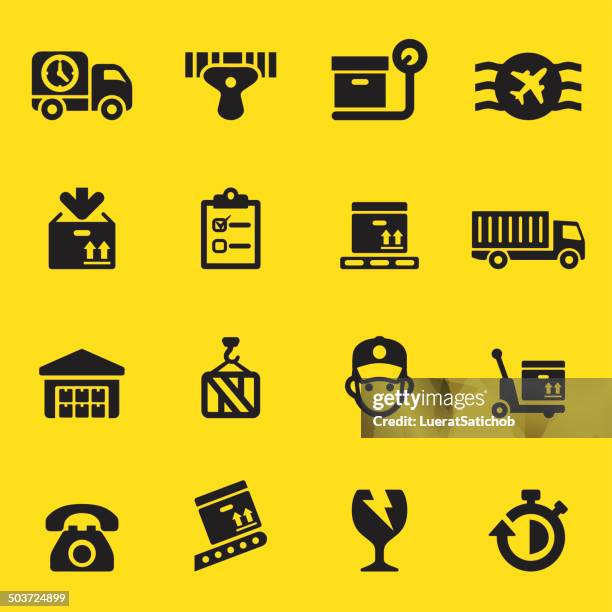 logistics yellow silhouette icons| eps10 - broken vase stock illustrations