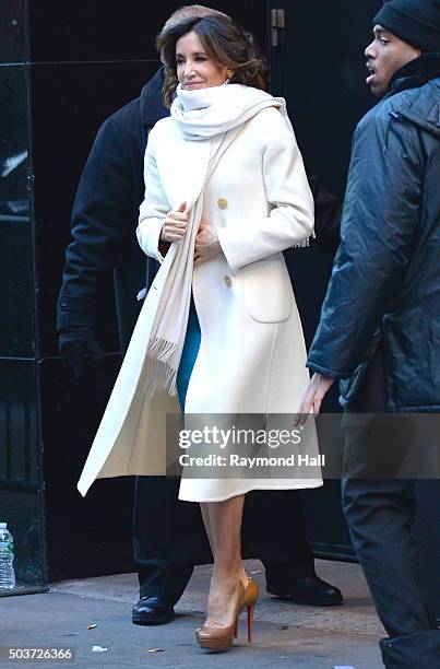 Actress Felicity Huffman tapes an interview at 'Good Morning America' at the ABC Times Square Studios on January 6, 2016 in New York City.