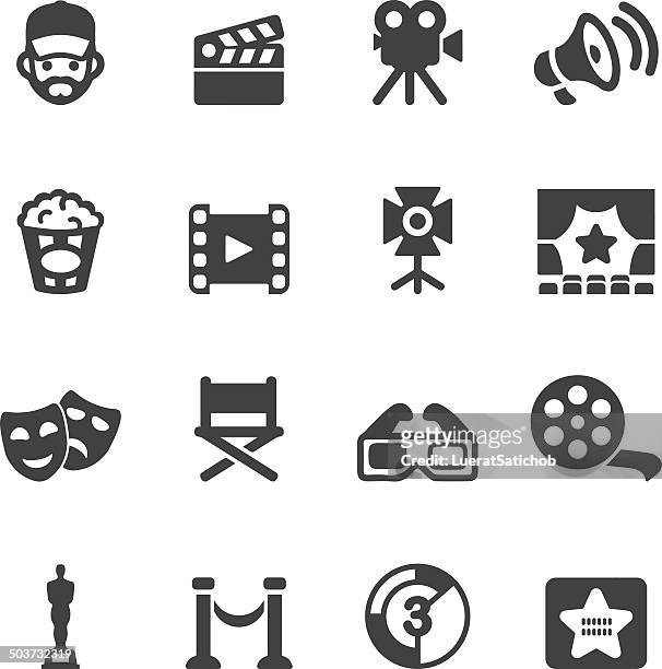 filmindustrie silhouette icons/eps10 - aufführung stock-grafiken, -clipart, -cartoons und -symbole