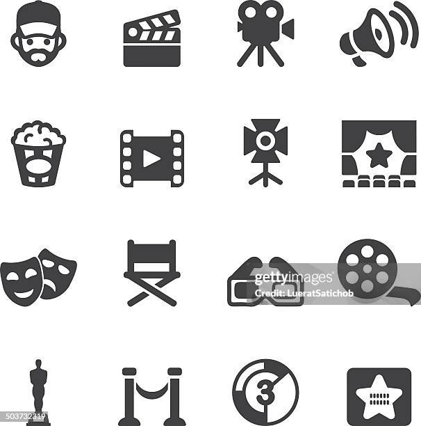 bildbanksillustrationer, clip art samt tecknat material och ikoner med film industry silhouette icons | eps10 - hollywood kalifornien