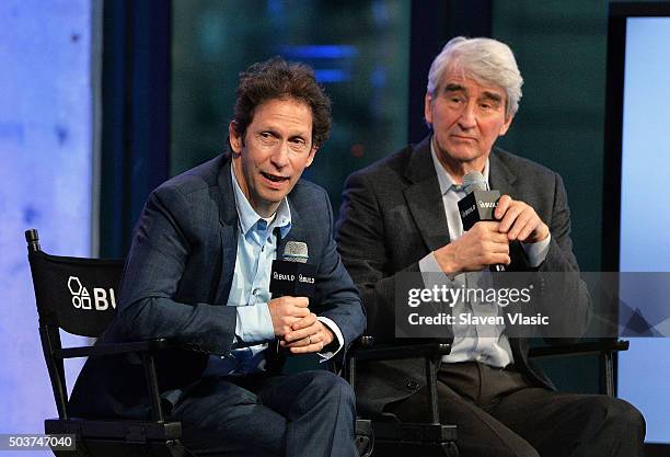 Writer/director/actor Tim Blake Nelson and actor Sam Waterston discuss the new IFC film ÒAnesthesiaÓ at AOL BUILD Series at AOL Studios In New York...