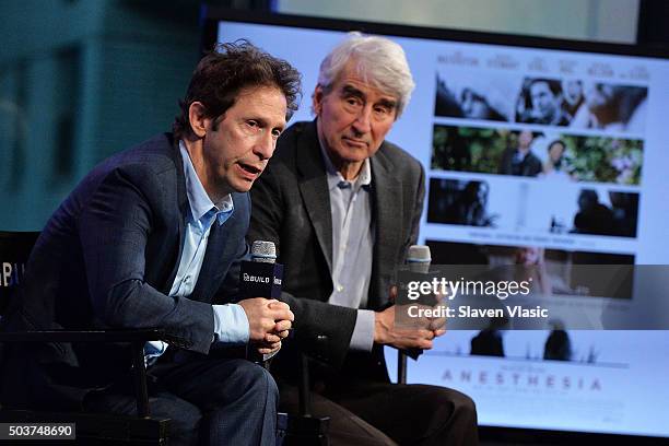 Writer/director/actor Tim Blake Nelson and actor Sam Waterston discuss the new IFC film "Anesthesia" at AOL BUILD Series at AOL Studios In New York...