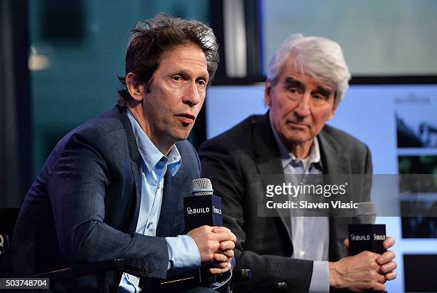 Writer/director/actor Tim Blake Nelson and actor Sam Waterston discuss the new IFC film "Anesthesia" at AOL BUILD Series at AOL Studios In New York...