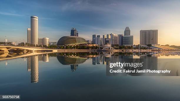 merlion park reflection, singapore - merlion park stock pictures, royalty-free photos & images