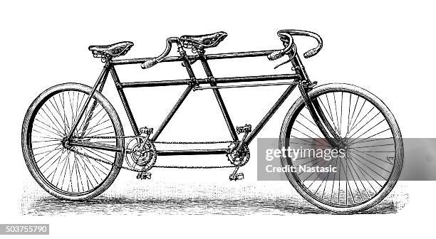 tandem bicycle - revival stock illustrations