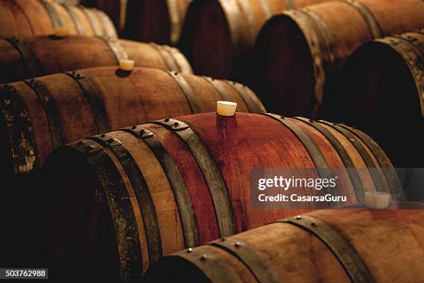 wine barrels - barrel stockfoto's en -beelden