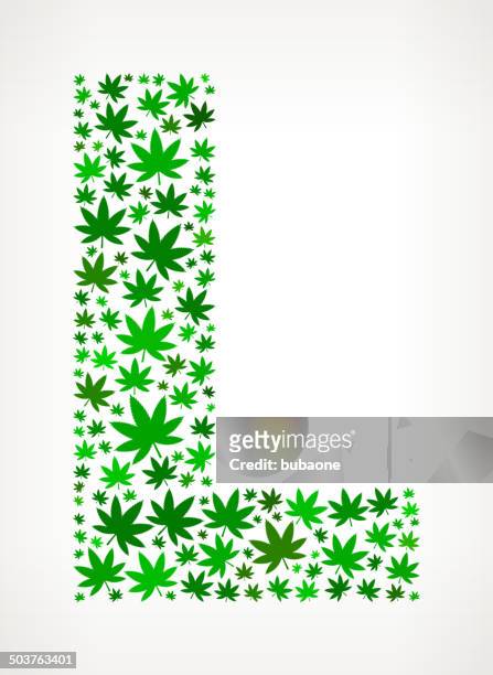 ilustrações de stock, clip art, desenhos animados e ícones de latina l com maconha de arte vetorial royalty-free padrão - marijuana leaf text symbol