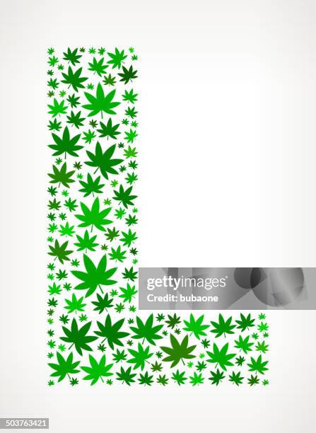 stockillustraties, clipart, cartoons en iconen met letter l on marijuana royalty free vector art pattern - marijuana leaf text symbol