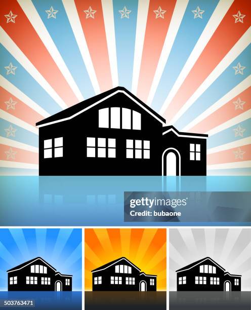 residential building set with stars - multiple doors stock illustrations