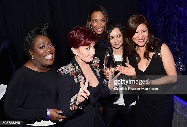 Personalities Sheryl Underwood, Sharon Osbourne, Aisha Tyler, Sara Gilbert and Julie Chen, winners of the award for Favorite Daytime TV Hosting Team,...