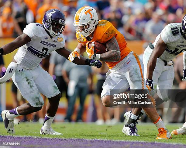 Jalen Hurd of the Tennessee Volunteers against the Northwestern Wildcats during the Outback Bowl at Raymond James Stadium on January 1, 2016 in...