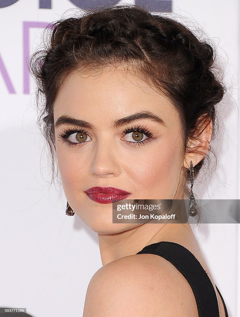 Actress Lucy Hale arrives at People's Choice Awards 2016 at Microsoft ...