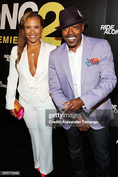 Heather Packer and Will Packer are seen arriving at the world premiere of the film "Ride Along 2" on January 6, 2016 in Miami Beach, Florida.