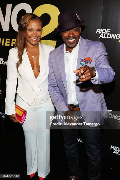 Heather Packer and Will Packer are seen arriving at the world premiere of the film "Ride Along 2" on January 6, 2016 in Miami Beach, Florida.