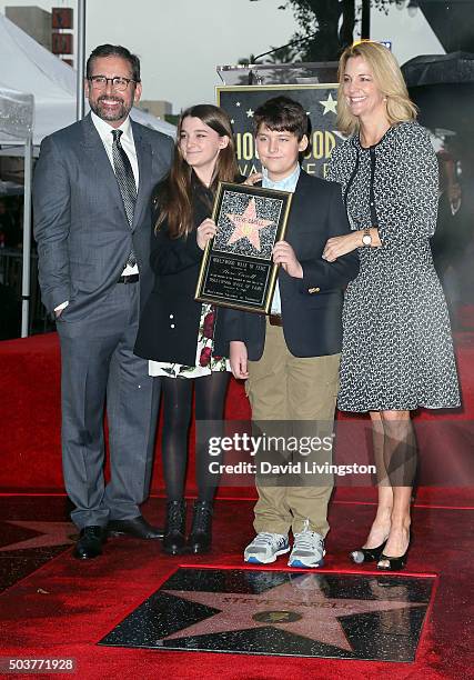Actor Steve Carell and family attend Steve Carell being honored with a Star on the Hollywood Walk of Fame on January 6, 2016 in Hollywood, California.