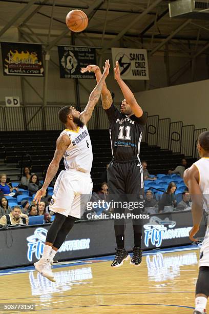 January 6: Demetri McCamey of the Austin Spurs goes up with the jump shot against the Iowa Energy at Kaiser Permanente Arena in Santa Cruz,...