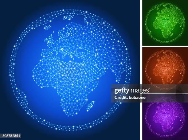 globe on triangular nodes connection structure vector art - local map background stock illustrations