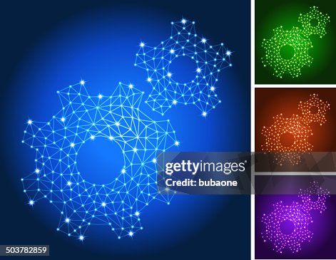Gears on triangular nodes connection structure vector art Gears on triangular nodes connection structure vector art