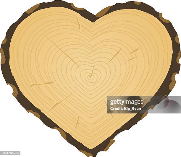 tree ring heart - tree ring stock illustrations