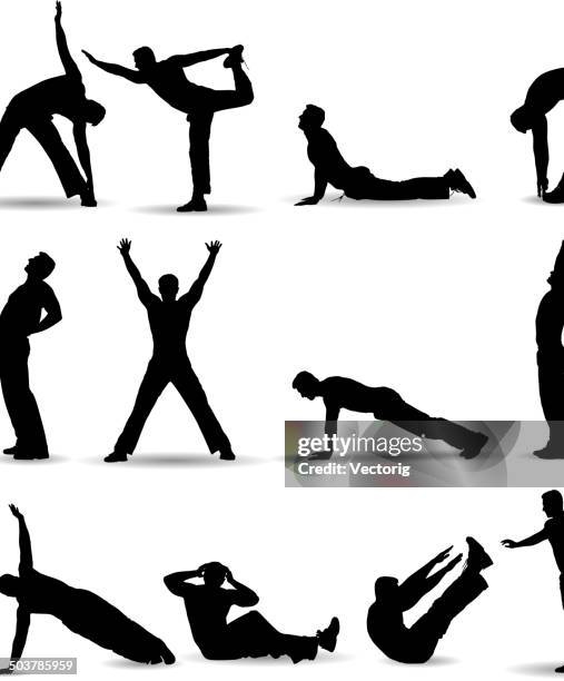 exercising - fit man stock illustrations