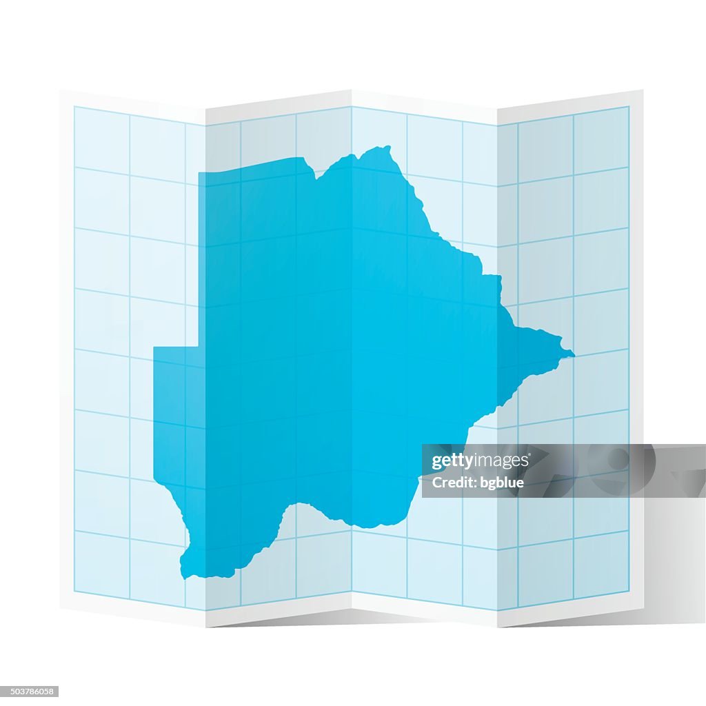 Botsuana mapa dobradas, isolado no fundo branco