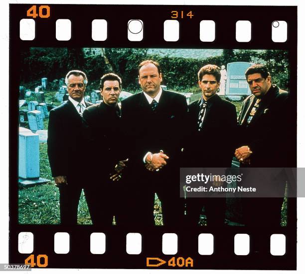 Actors Steve Van Zandt, James Gandolfini, Michael Imperioli and Vincent Pastore of the TV series The Sopranos.