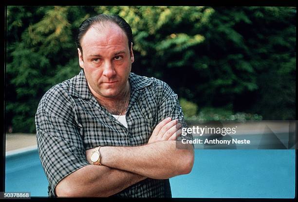 Actor James Gandolfini in scene from HBO TV drama series The Sopranos.