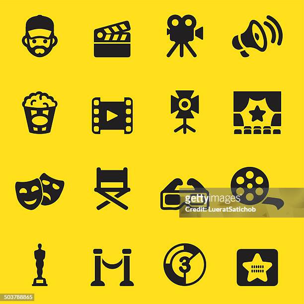 filmindustrie gelbe silhouette icons/eps10 - walk of fame stock-grafiken, -clipart, -cartoons und -symbole