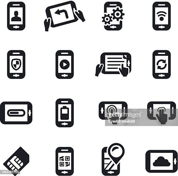 mobile apps and functions icons - status update stock illustrations