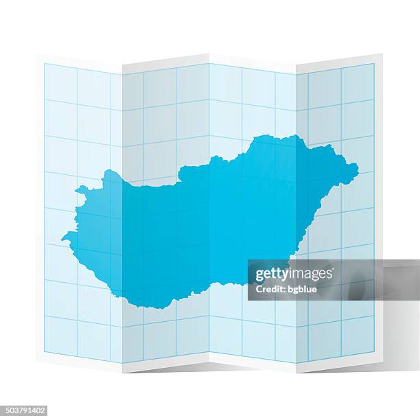 hungary map folded, isolated on white background - budapest stock illustrations