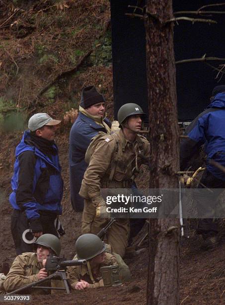 Actor David Schwimmer during making of HBO TV mini-series Band of Brothers .