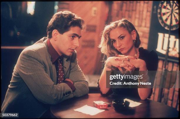 Actors Michael Imperioli & Drea De Matteo in scene from HBO cable TV series The Sopranos.