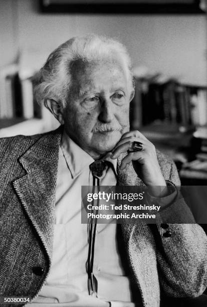 Portrait of psychoanalyst Erik Erikson in his study.