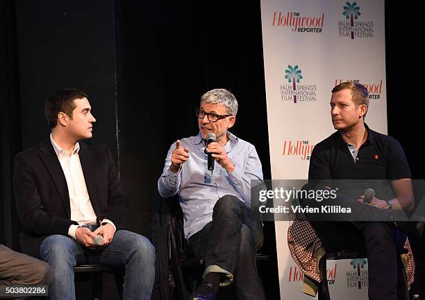 Directors Naji Abu Nowar, Paddy Breathnach and Tobias Lindholm speak at the Oscar-Shortlisted Foreign Filmmakers in Conversation at the 27th Annual...