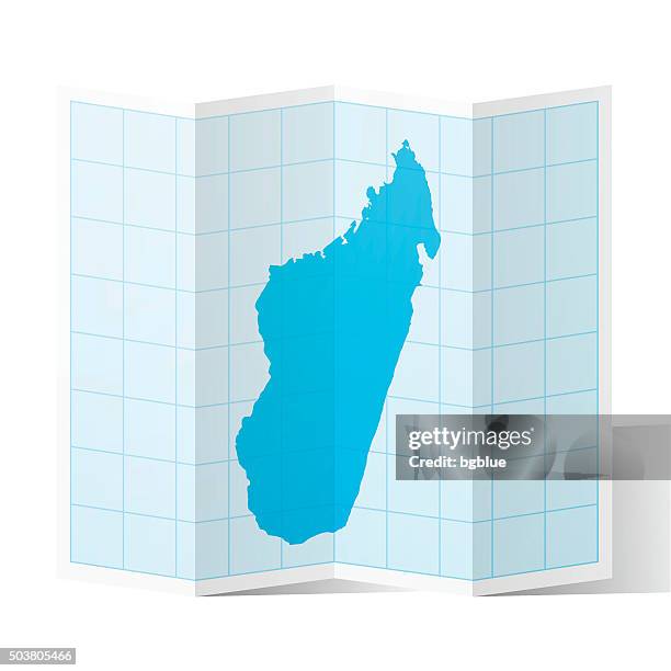 madagascar map folded, isolated on white background - antananarivo stock illustrations