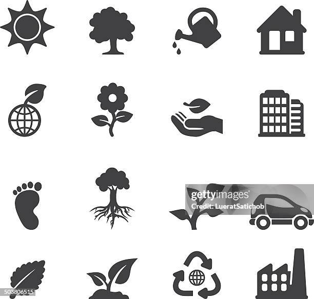 ilustraciones, imágenes clip art, dibujos animados e iconos de stock de ecología iconos/eps10 silhouette - árbol