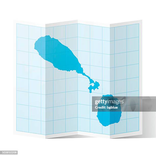 saint kitts and nevis map folded, isolated on white background - st kitts stock illustrations