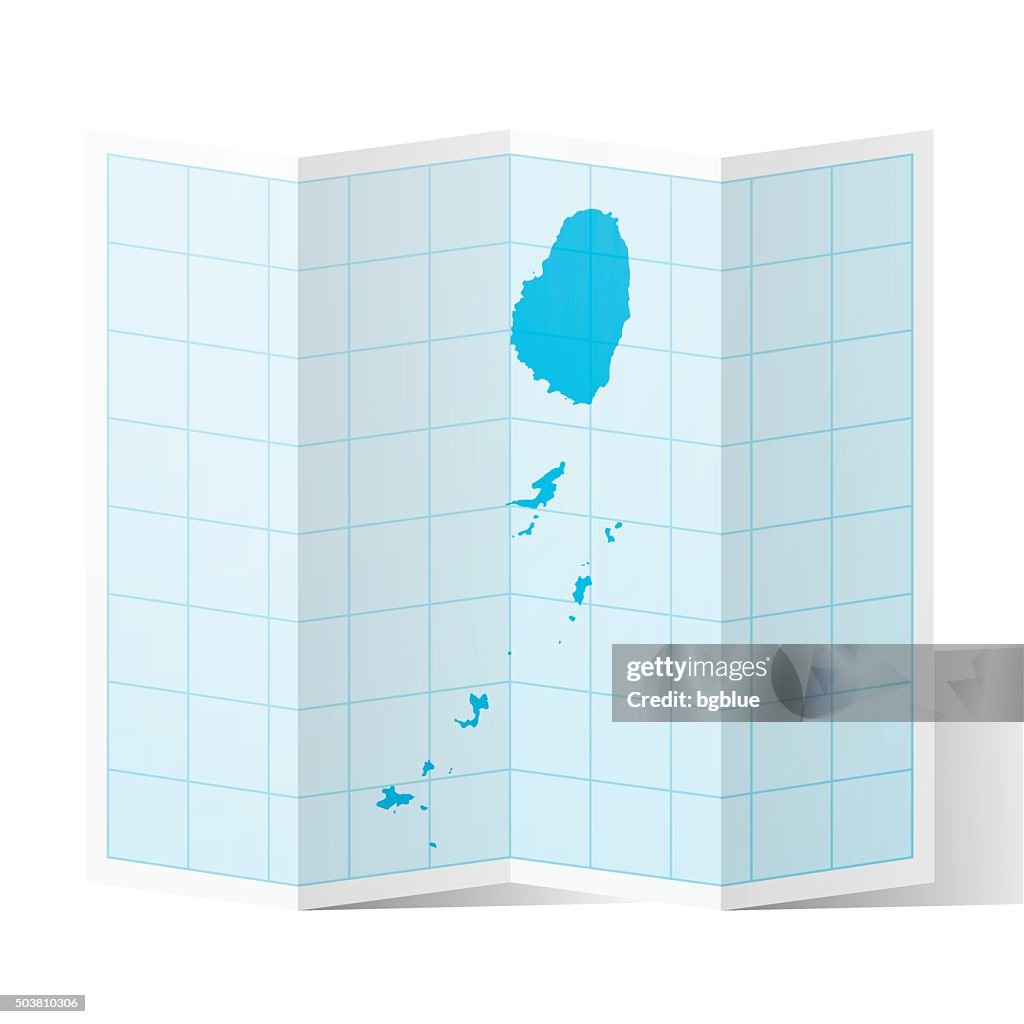 Saint Vincent and the Grenadines Map folded, isolated white Background