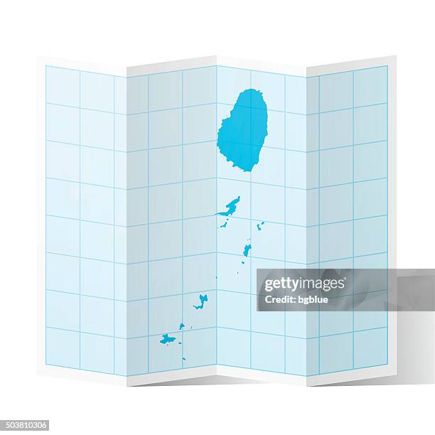 saint vincent and the grenadines map folded, isolated white background - tobago cays grenadines stock illustrations