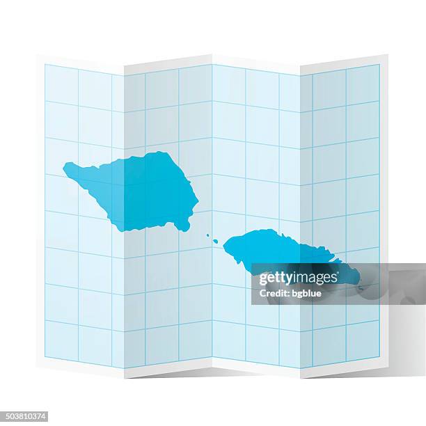 samoa map folded, isolated on white background - apia samoa stock illustrations