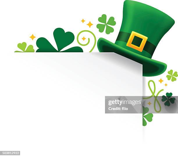 st. patrick's shamrock hat corner - northern ireland illustration stock illustrations